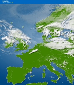 Europe 11:00 Not much cloud cover apart from over the UK